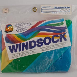 Vintage 1980s Rainbow Spiral Pride lgbtq 60" Wind Sock Flag