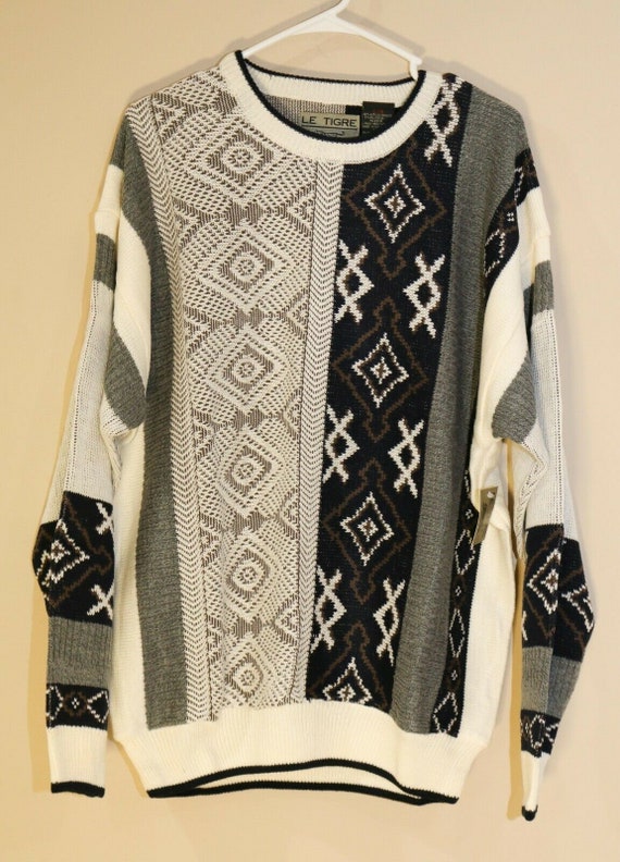 Vintage 1980S Le Tigre Cosby Sweater Black White … - image 1