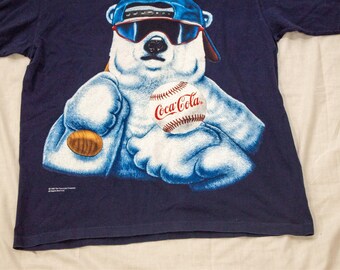 Vintage 1995 Coca-cola Coke Polar Bear Baseball T-shirt XL