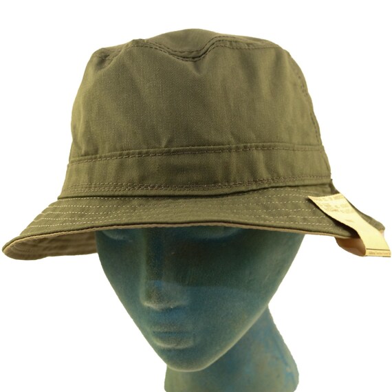 Headwear Company of America Vintage Olive Green Bucket Hat Large Union Made  USA 