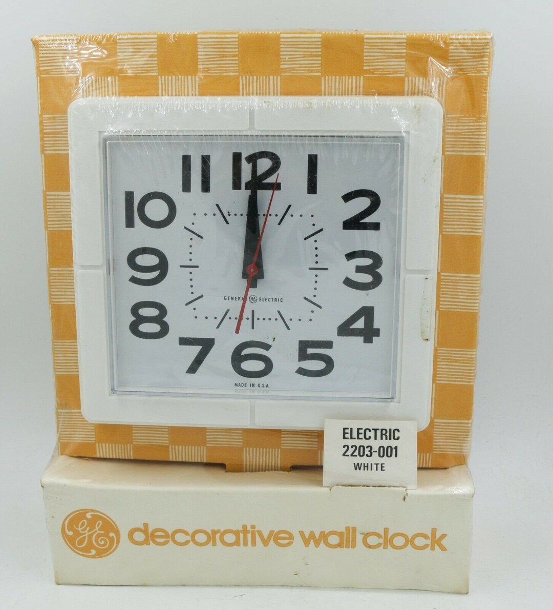Vintage 1960s GE Kitchen Electric Square Wall Clock White -made in USA ...