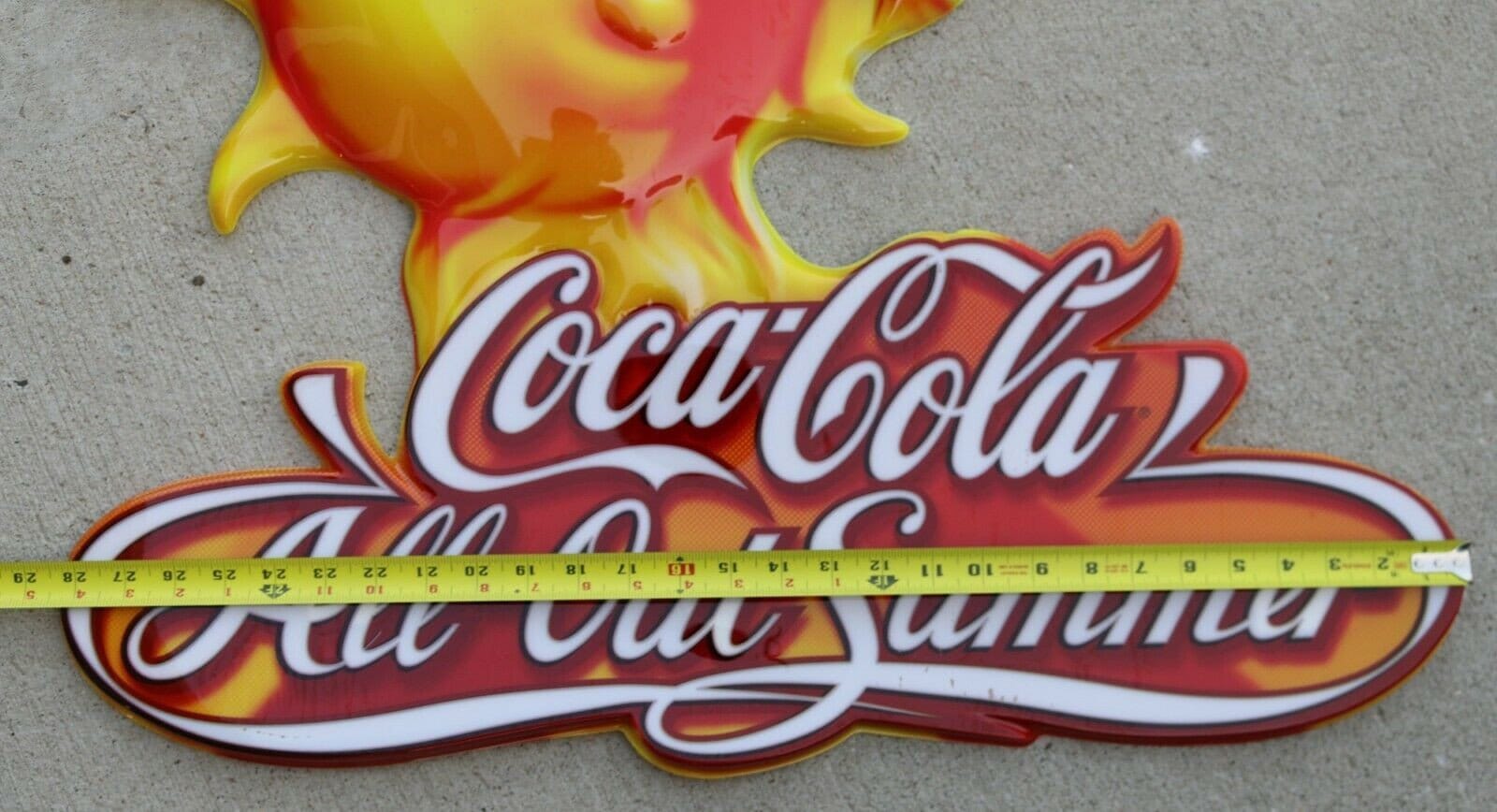 Vintage 1990s Coca-Cola All Out Summer Retail Display Sign Sun