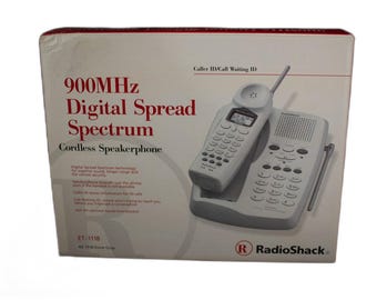 Vintage Mid 1990s Radio Shack White Cordless Landline Phone -Plastic Antennas