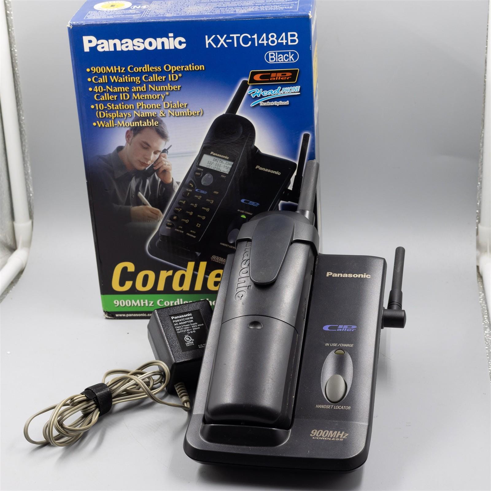 Vintage Early 2000s Panasonic Cordless Phone 900 Mhz Black W Belt