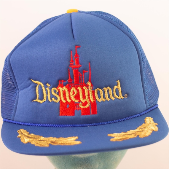 Vintage 1980s Disneyland Snapback Trucker Hat Blu… - image 1