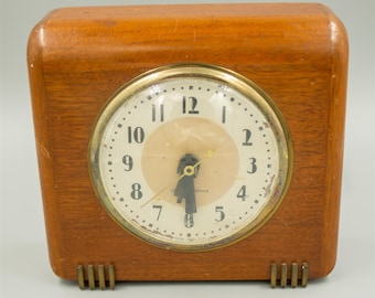 Vintage Lanshire Electric Clock Wood Art Deco Seth Thomas Small (For Parts)