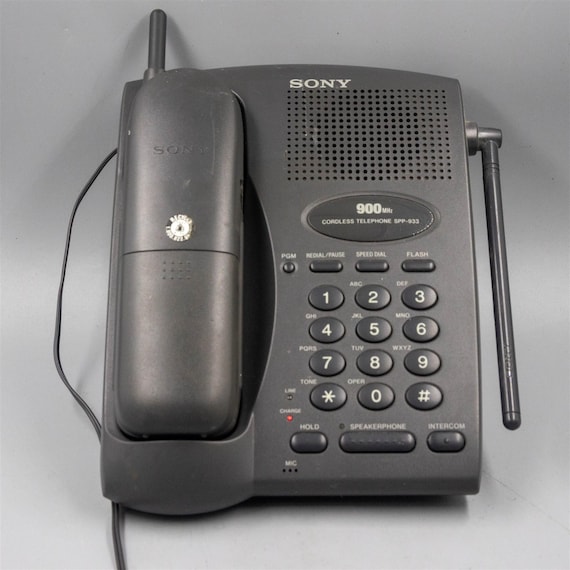 Vintage 90s Sony 900mhz Cordless Phone Black Stubby Plastic