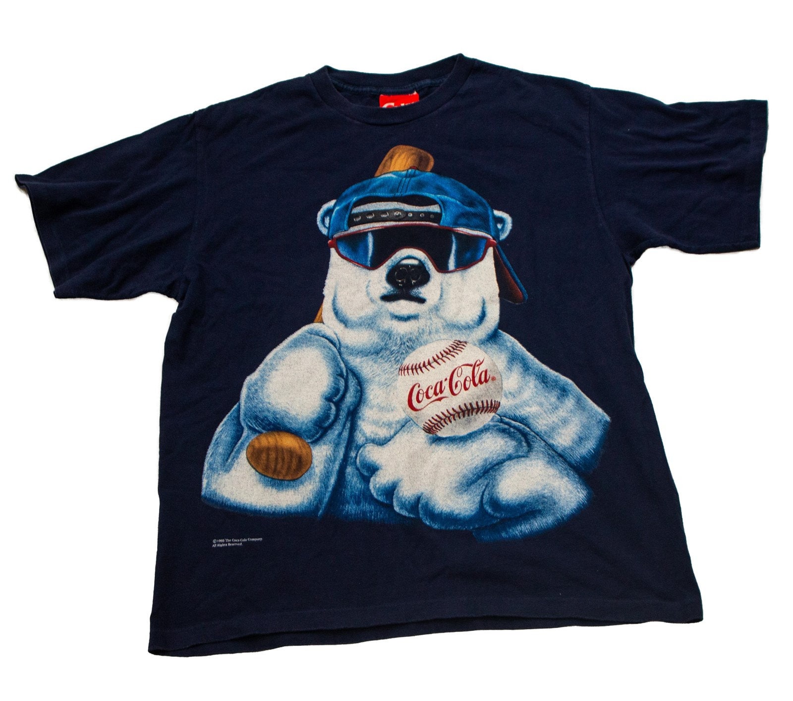 Vintage 1995 Coca-cola Coke Polar Bear Baseball T-shirt XL -made 