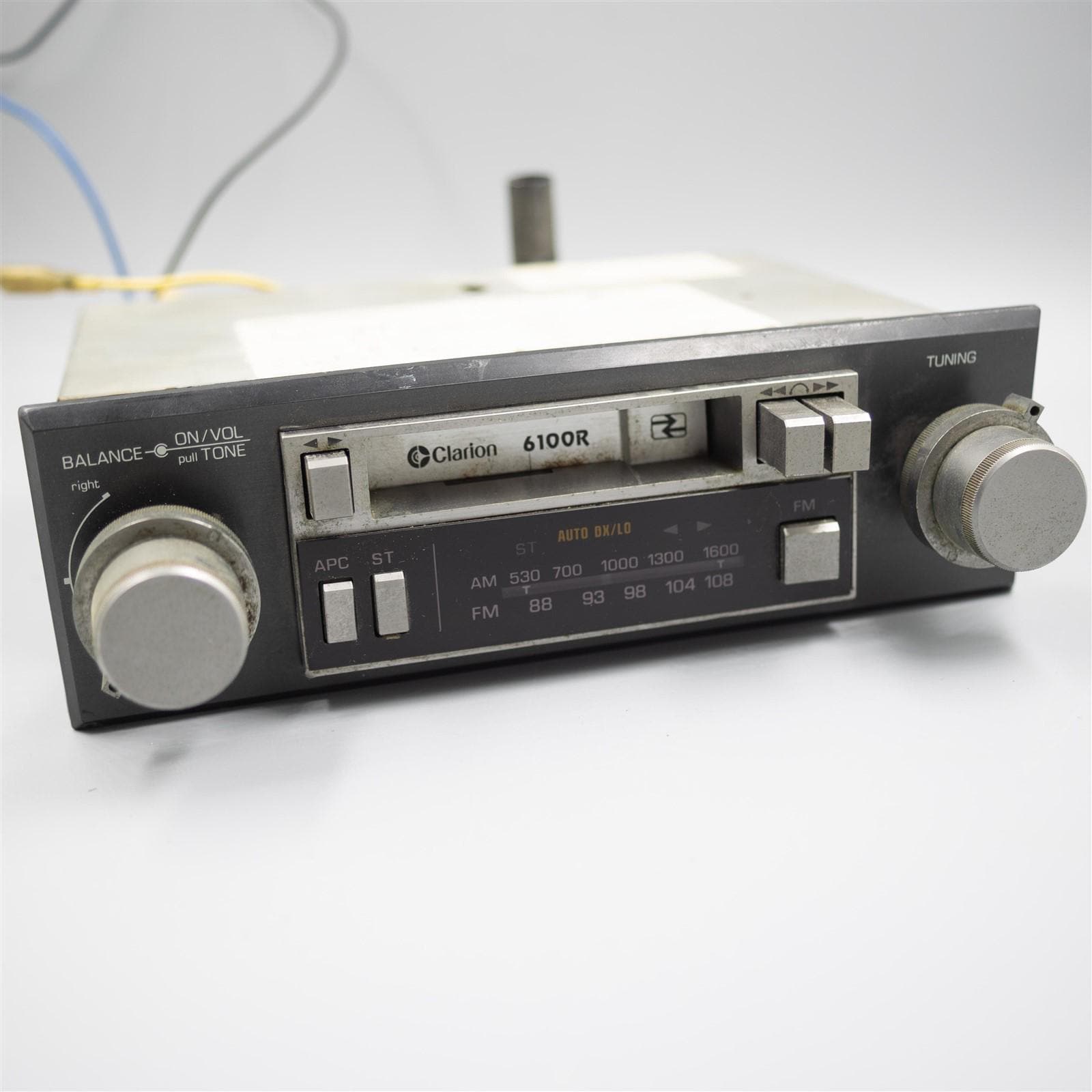 Clarion Car Radio, Vintage Shaft Mount AM/FM Cassette, Early 1980s
