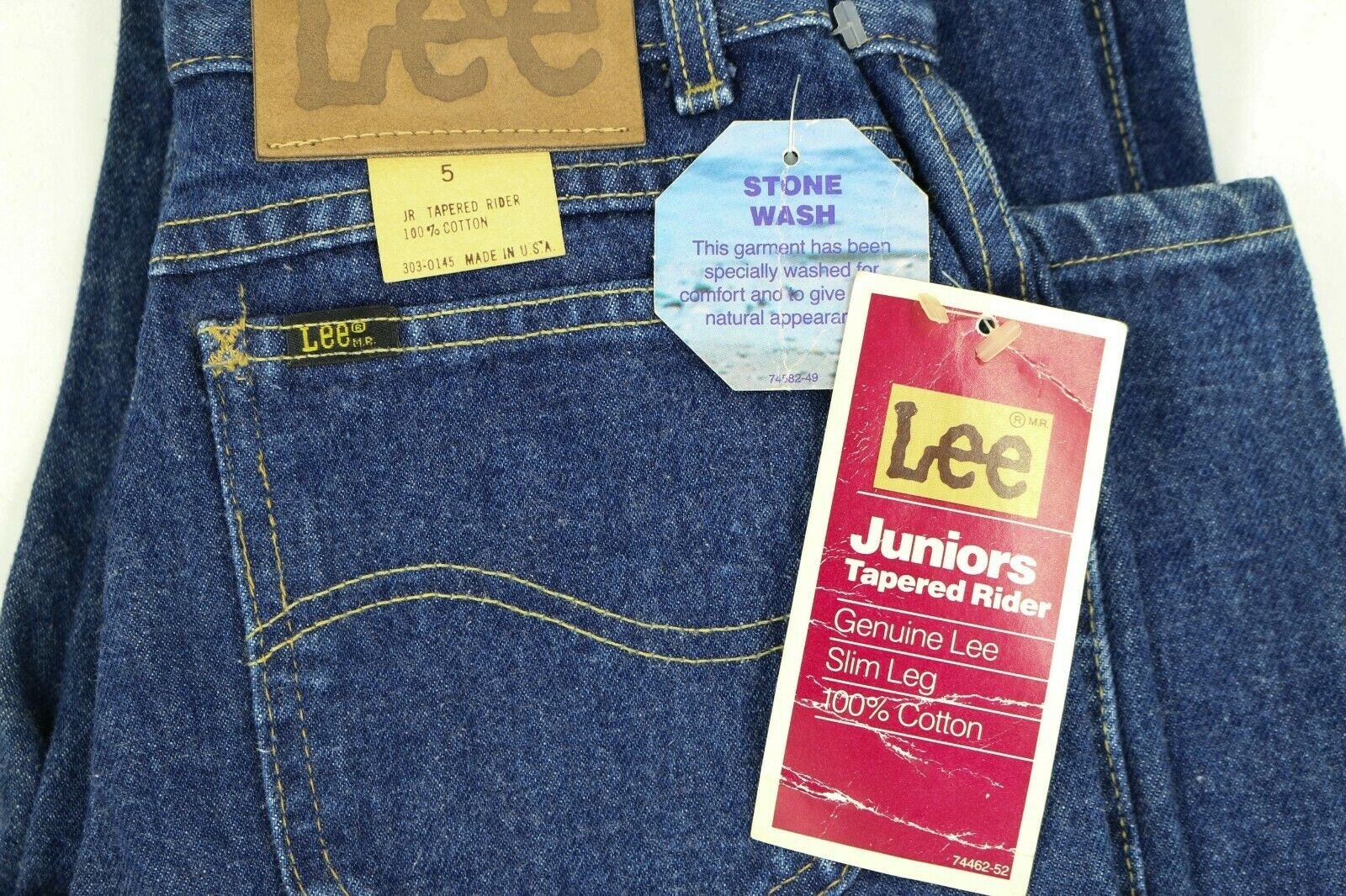 Vintage 1980S Lee Tapered Rider Jeans Blue Stone Wash Junior 5 Long ...