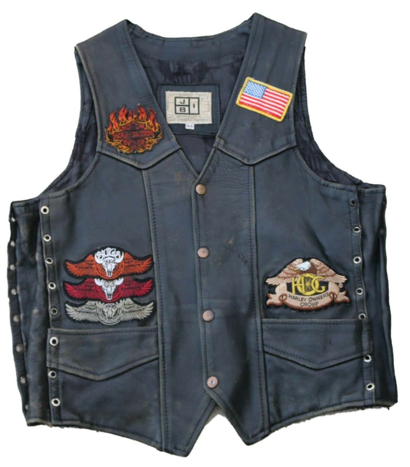Just Brass Inc. Jbi Vintage Leather Motorcycle Biker Vest