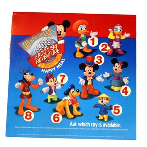Vintage 1994 McDonald&#39;s Disney World Epcot Adventure Happy Meal Plastic Sign