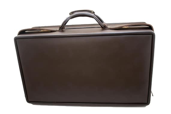Midcentury Vintage Hartmann Pullman Large Suitcase Leather Vinyl Belting  Tan Hard Luggage Paisley Interior Retro Travel