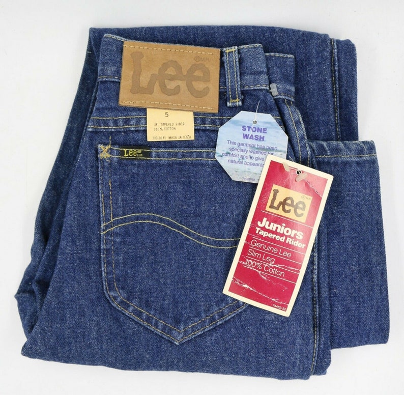 Vintage 1980S Lee Tapered Rider Jeans Blue Stone Wash Junior 5 Long ...