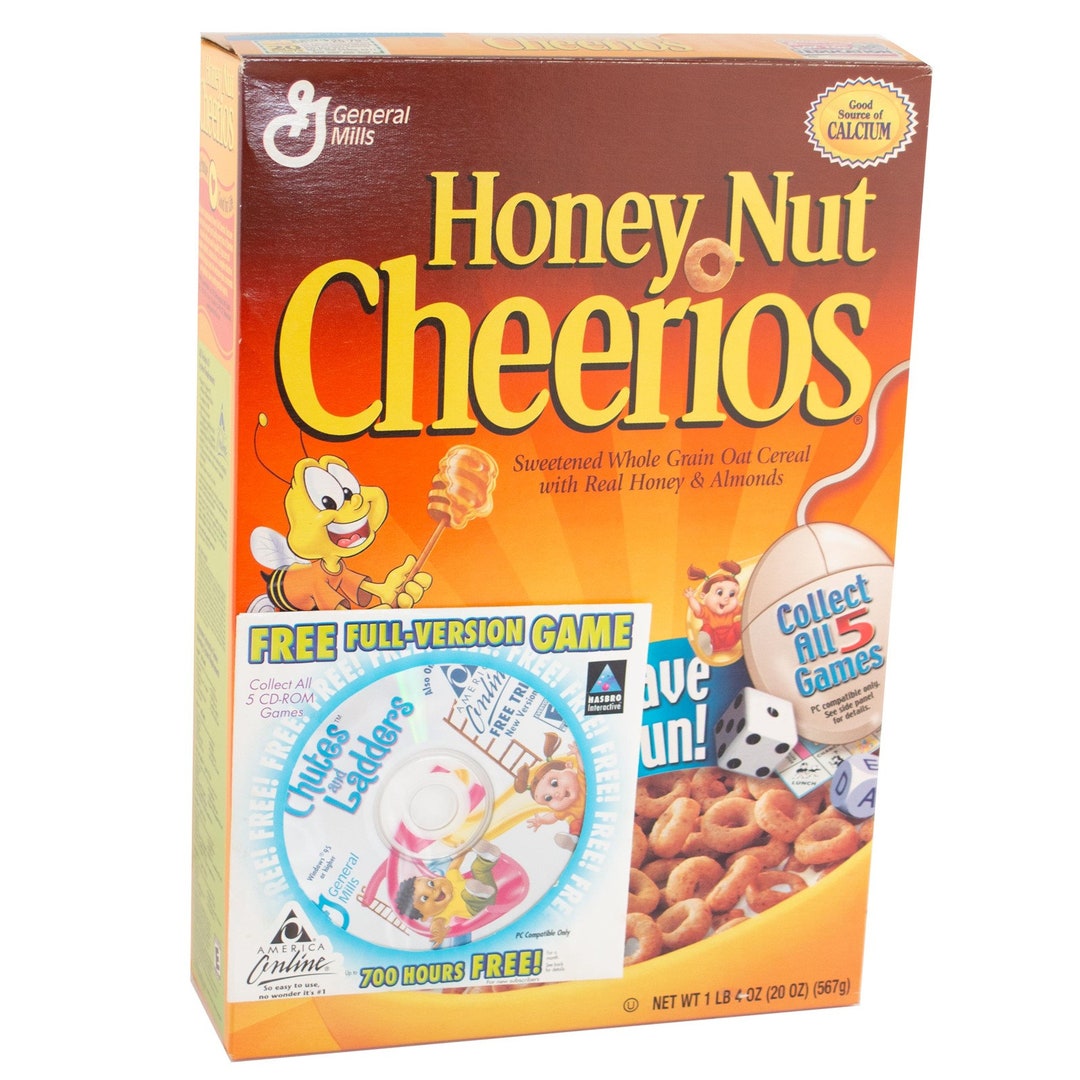 Vintage 2001 Honey Nut Cheerios Box W AOL CD / Hasbro Chutes & Ladders
