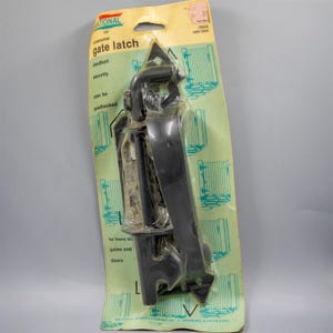 Vintage National Gate Latch w Handle Satin Black Heavy Duty to 3" Thick Made usa