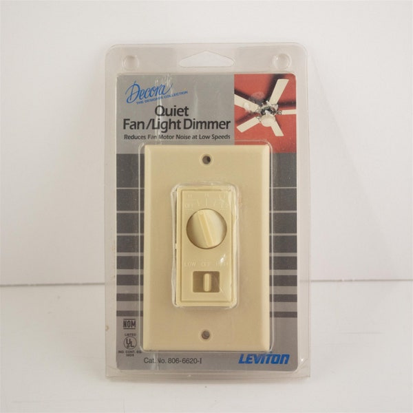 Vintage Decora Leviton Fan Control / Light Dimmer Beige w Control Knob