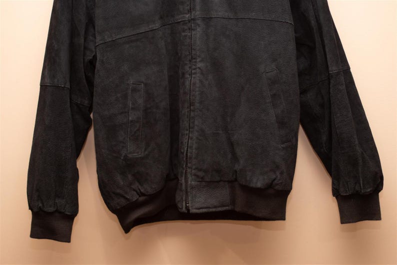 Reebok Kansas City Chiefs Black Suede Leather Bomber Jacket XL image 6