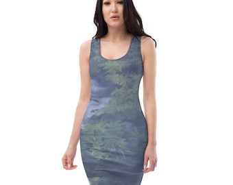 Himalayan waterfall in the Forest/Sublimation Cut & Sew Dress