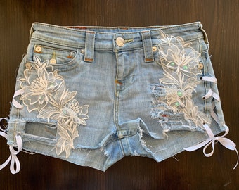Light Blue Revamped True Religion Shorts US Size 27