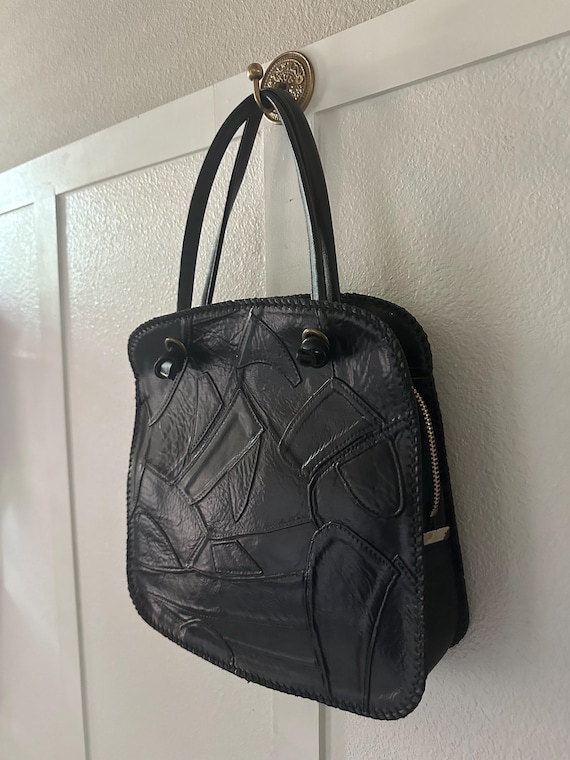 Vintage Black Patchwork Purse - image 1