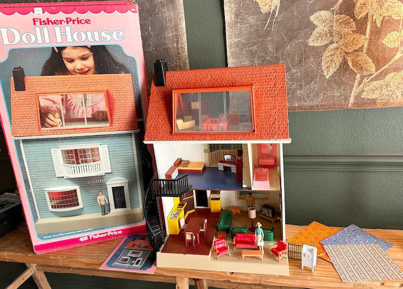 Vintage 1978 Fisher Price Dollhouse With 40 Accessories Etsy vintage-1978-fisher-price-dollhouse-with-40-accessories-etsy