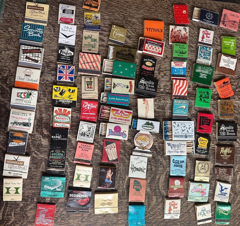 Retro Assorted Lot of 10 Collectible Vintage MCM Matchbooks and ...