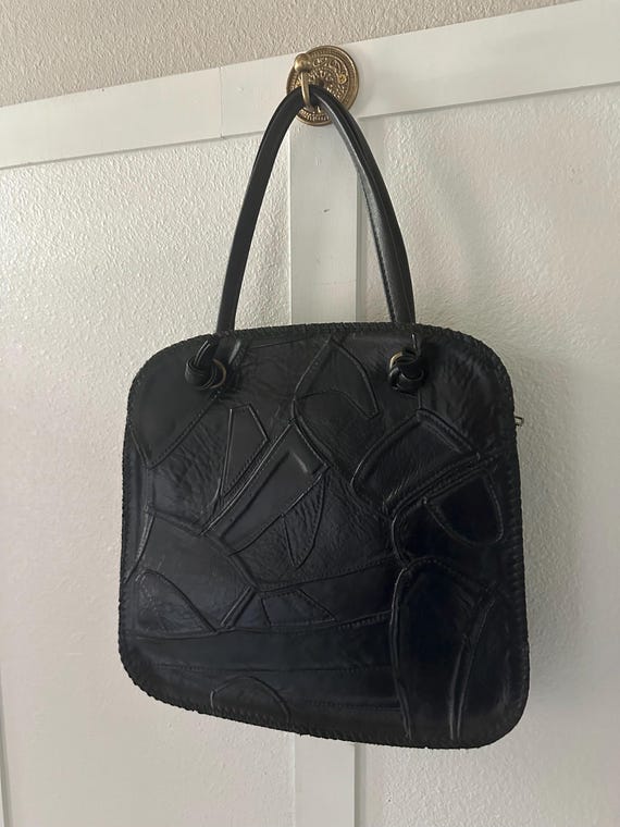 Vintage Black Patchwork Purse - image 3