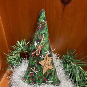 Primitive “PEACE” Christmas Tree, Ornie, Bowl Filler, Primitive Fabric Tree
