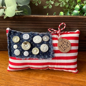 Primitive “USA” Flag Americana Pillow Tuck, Ornie, Bowl Filler, Hand Stitching