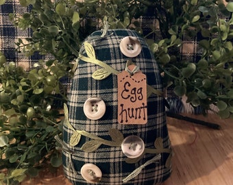 Primitive “EGG HUNTHand Stitched Easter Egg Ornie, Bowl  Fillers, Prim Easter Accents, Prim Egg Pillow Tucks