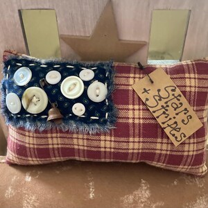 Primitive “STAR & STRIPES ” Americana Pillow Tuck, Ornie, Bowl Filler, Hand Stitching