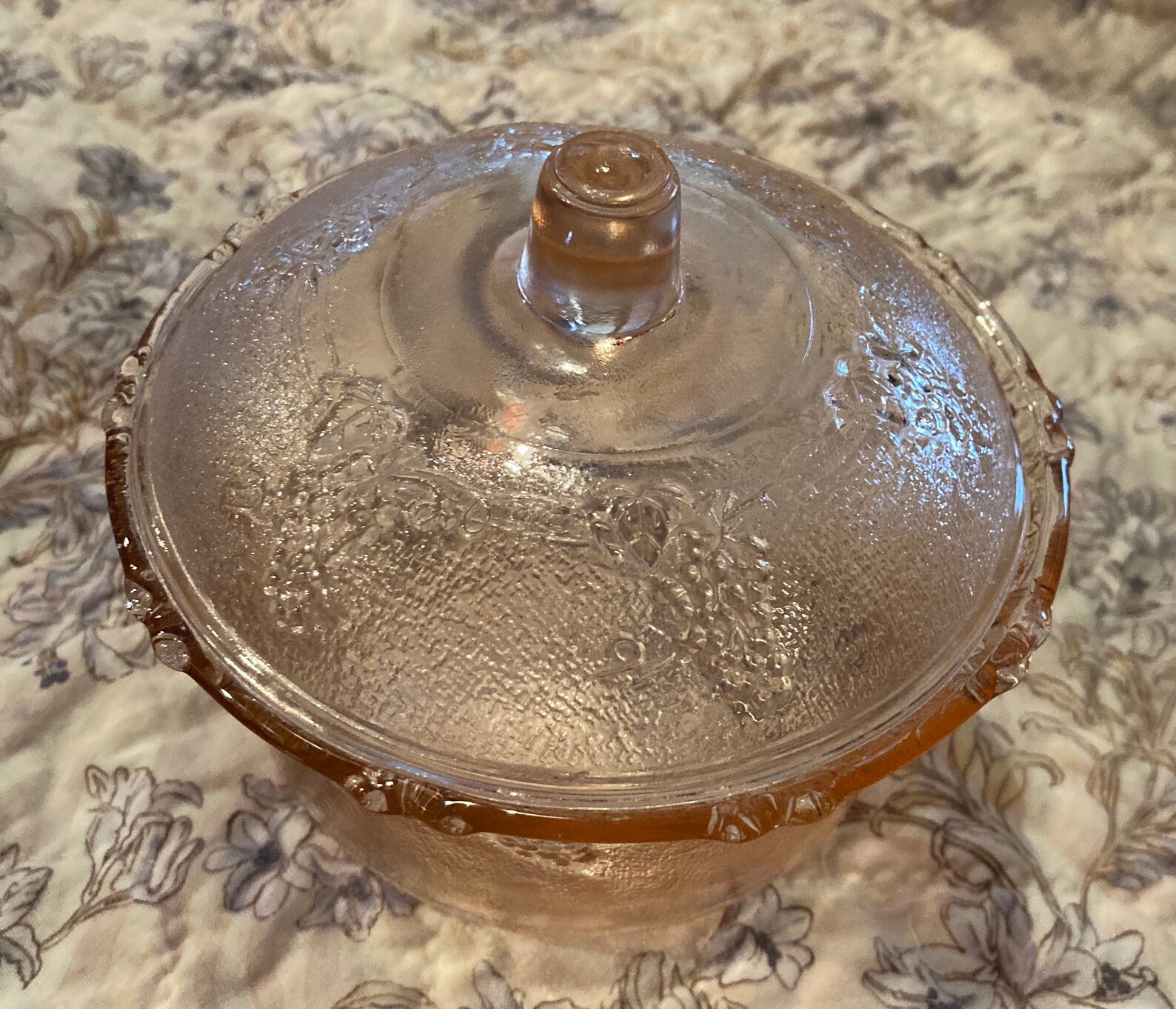 Vintage Pink Depression Glass Bowl Trinket Dish With Lid Etsy