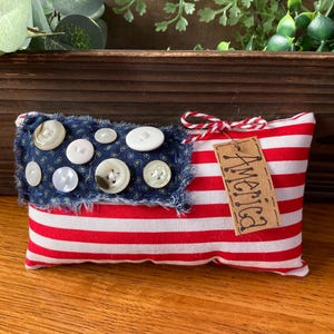 Primitive “AMERICA” Flag Americana Pillow Tuck, Ornie, Bowl Filler, Hand Stitching