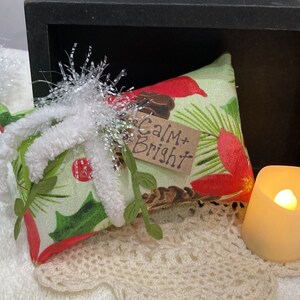 Primitive Christmas “Calm & Bright” Pillow Tuck, Bowl Filler, Ornie