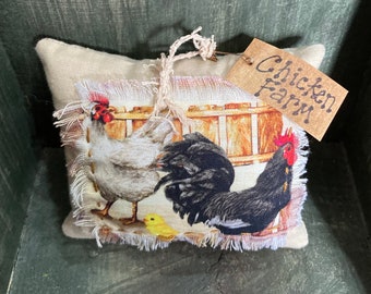 Primitive “CHICKEN FARM” Pillow Tuck, Bowl Filler
