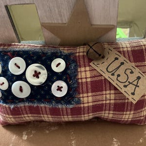 Primitive “USA” Flag Americana Pillow Tuck, Ornie, Bowl Filler, Hand Stitching