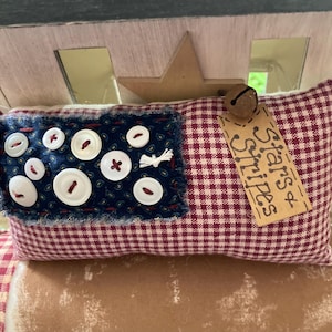 Primitive “STAR & STRIPES ” Americana Pillow Tuck, Ornie, Bowl Filler, Hand Stitching