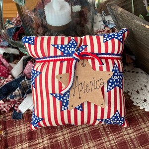 Primitive “AMERICA” Americana Pillow Tuck, Ornie, Bowl Filler, Hand Stitching