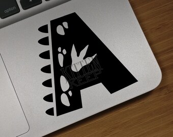 Dinosaur Single Letter Monogram Vinyl Decal | Dinos | Personalized | Fun Gift | Car, Phone, Laptop, Mug, Tumbler Decor