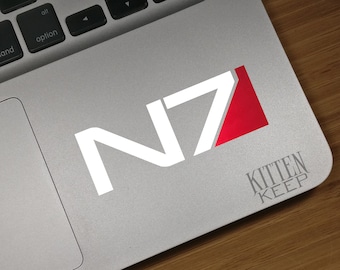 Mass Effect N7 Vinyl Decal | With Metallic Red | Gaming Logo | Gifts For Gamers | Car, Phone, Laptop Decor