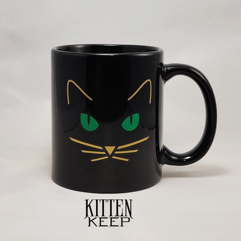 Black Cat Coffee Mug Gift For Cat Lover Cat Lady Cat Dad Black Cat Appreciation Halloween image 1
