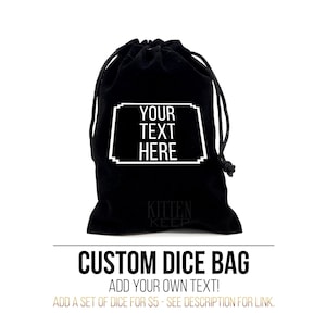 Custom Dice Bag | Text or Name | Personalized | Gamer, DM Gift | Board Games | Dungeon Master | Wedding Party | Bride, Groom | Jewelry Bag