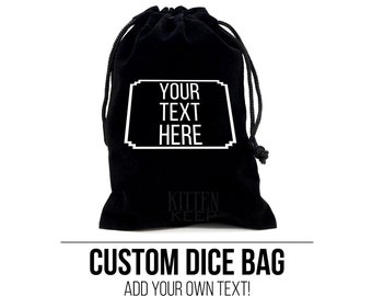 Custom Dice Bag | Text or Name | Personalized | Gamer, DM Gift | Board Games | Dungeon Master | Wedding Party | Bride, Groom | Jewelry Bag