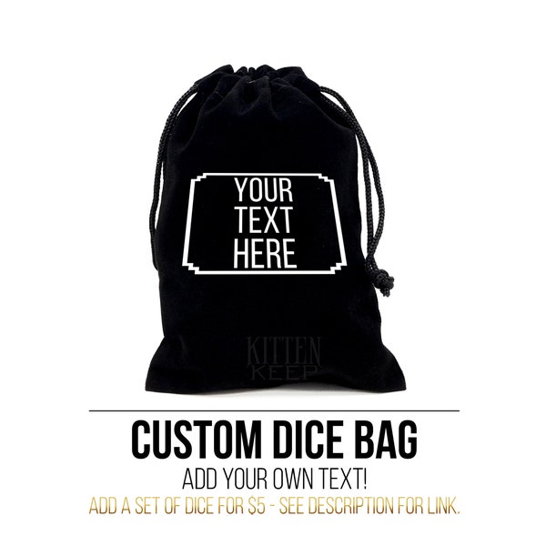 Custom Dice Bag | Text or Name | Personalized | Gamer, DM Gift | Board Games | Dungeon Master | Wedding Party | Bride, Groom | Jewelry Bag
