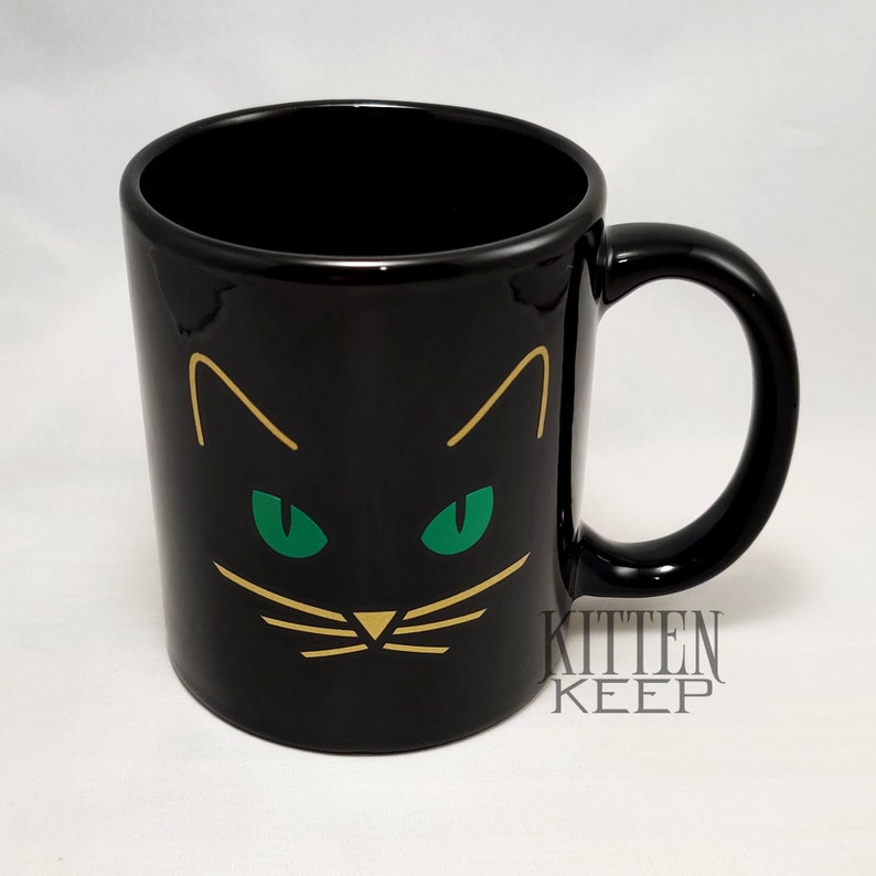 Black Cat Coffee Mug Gift For Cat Lover Cat Lady Cat Dad Black Cat Appreciation Halloween image 3