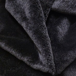 German Teddy Bear Mohair Fur Fabric 740S, 5/8&quot; (16 mm), 1/4 yard (Fat) in Color 124-Black Mohair Fabric for Art Teddy Bear Doll Making