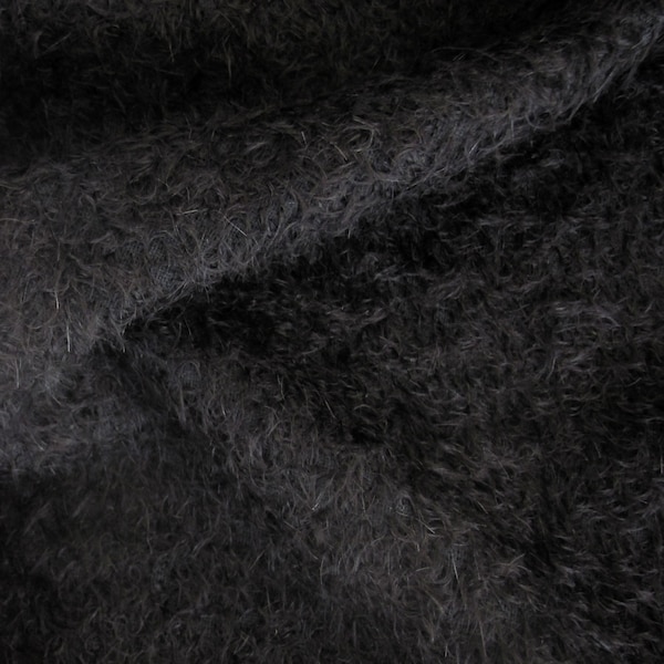 Mohair Fabric 300S/CM, 1/2" (12 mm), 1/6 yard (Fat) in Color 124-Black. A German Mohair Fur Fabric for Teddy Bear Doll Making, Arts & Crafts