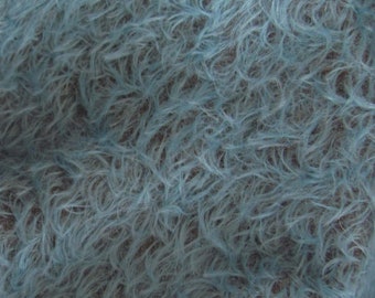 Mohair 5/8" (16 mm) 325S/CM 1/6 yard (Fat) in Intercal's Color 193SD-Peacock Blue/Dark Back A German Mohair Fur Fabric for Teddy Bear Making