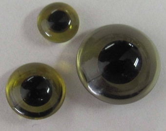 1 pair 12 mm Pre-Crimped Loop PREMIUM Glass Eyes - Intercal's #560 Glass Eyes - Color Olive. Use with mohair, alpaca & viscose